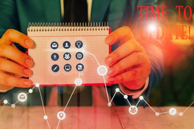 El yazısı metin yazma Zaman Güncelleme. Kavram anlamı hareket bir şey birini veya güncelleştirilmiş sürüm programı güncelleme.