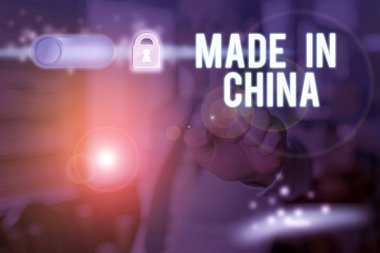 Made In China gösterilen metin işareti. Kavramsal fotoğraf toptan sanayi pazarı Global ticaret Asya Ticaret.