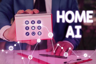 Home Ai 'ye mesaj at. Elektronik çözeltiyi otomatikleştiren iş konsepti.