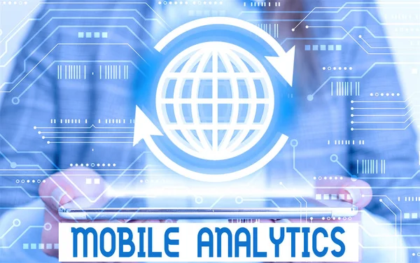Word writing text Mobile Analytics. Business concept for studies the behavior of mobile website visitors and users.