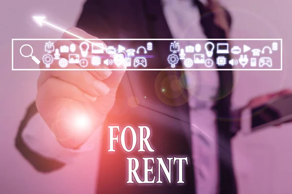 Word writing text For Rent. Business concept for when you make property available for purchasing temporarily. — Stock Photo, Image