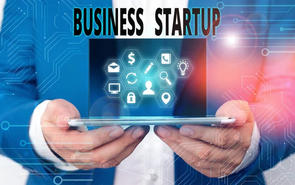 Szövegírás Business Startup. A működésének első szakaszában lévő vállalat üzleti koncepciója. — Stock Fotó