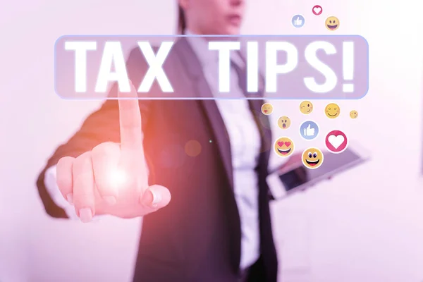 Word writing text Tax Tips. Business concept for compulsory contribution to state revenue levied by government. — Stock Photo, Image