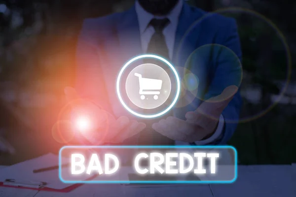 Word writing text Bad Credit. Business concept for inability of a demonstrating or company to repay a debt on time. — Stock Photo, Image