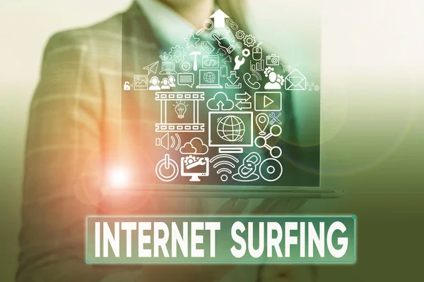 Πινακίδα που δείχνει Internet Surfing. Εννοιολογική φωτογραφία περιήγηση στο Διαδίκτυο Πλοήγηση στον παγκόσμιο ιστό. — Φωτογραφία Αρχείου