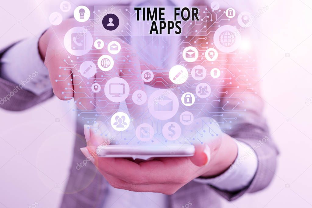 Writing note showing Time For Apps. Business photo showcasing The best fullfeatured service that helps communicate faster.