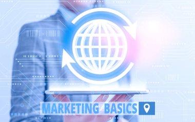 Conceptual hand writing showing Marketing Basics. Business photo text activities a company takes to promote and sell products.