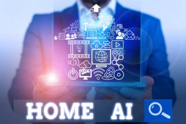 Home Ai 'ye mesaj at. Elektronik çözeltiyi otomatikleştiren iş konsepti.