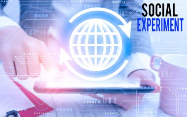 Writing note showing Social Experiment. Business photo showcasing the research project conducted with huanalysis subjects.
