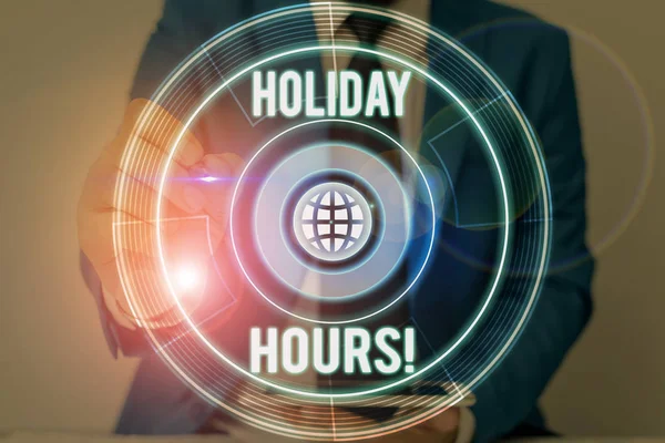 Escritura a mano escritura de texto Horario de vacaciones. Concepto que significa horas extraordinarias para los empleados con horarios de trabajo flexibles . —  Fotos de Stock