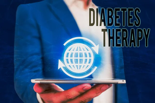 Handschrift tekst schrijven Diabetes Therapie. Concept betekent streven naar lagere gemiddelde bloedglucoseresultaten. — Stockfoto