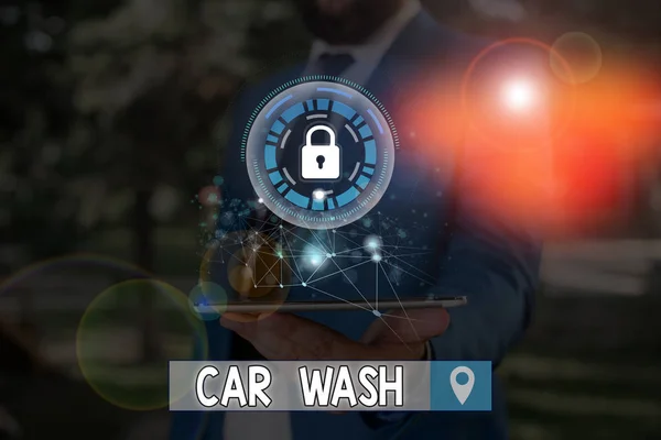 Nota di scrittura che mostra Car Wash. Foto aziendale che mostra un edificio contenente attrezzature per il lavaggio auto o altri veicoli . — Foto Stock