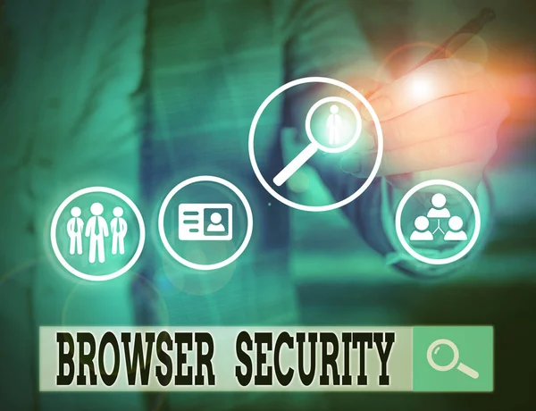 Schrijfbriefje met Browser Security erop. Zakelijke foto showcasing beveiliging aan webbrowsers om netwerkgegevens te beschermen. — Stockfoto