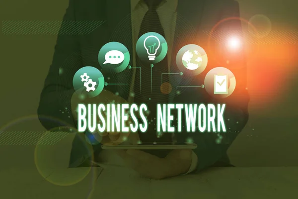 Текст почерка Business Network. Концепция означает межфирменное сотрудничество, которое позволяет компаниям сотрудничать . — стоковое фото