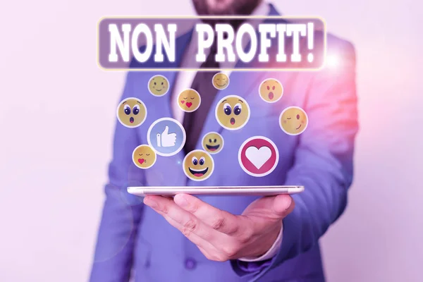 Segno di testo che mostra No Profit. Foto concettuale non fare o condotta principalmente per fare organizzazione di profitto . — Foto Stock