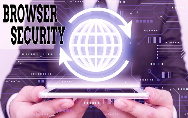Handschrift tekst Browser Beveiliging. Concept betekent veiligheid voor webbrowsers om netwerkgegevens te beschermen. — Stockfoto
