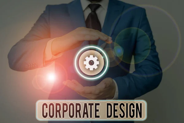 Text sign showing Corporate Design. Conceptual photo official graphical design of the logo and name of a company. — Stock Photo, Image