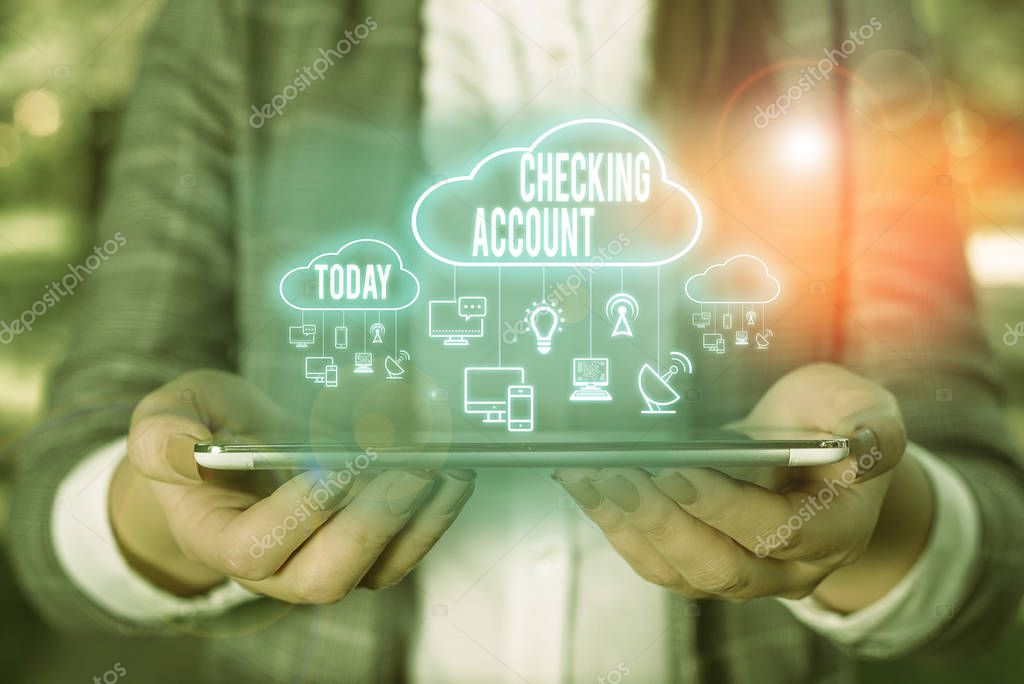 Escritura a mano de texto Cuenta de cheques. Concepto significa cuenta