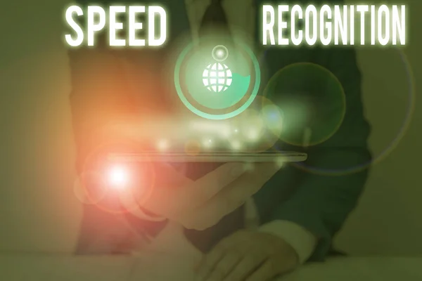 Handwriting text writing Speed Recognition. Concept meaning technology used to detect and recognize over speeding car.