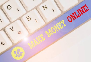 El yazısı metin Make Money Online. Kavram serbest lik veya pazarlama gibi internet kullanarak kar yapma anlamı.