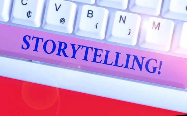 Scrittura concettuale a mano che mostra Storytelling. Attività di scrittura di testi fotografici aziendali per pubblicarli al pubblico . — Foto Stock