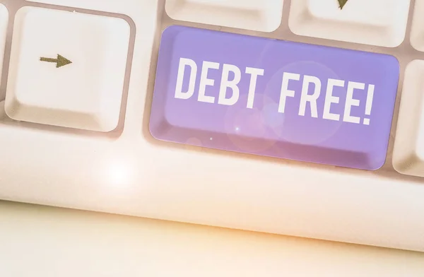 Word scrittura testo Debt Free. Concetto di business per non possedere denaro o cose a qualsiasi individuo o società . — Foto Stock