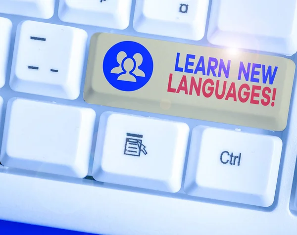 Text sign showing Learn New Languages. Conceptual photo developing ability to communicate in foreign lang. — Stock Photo, Image