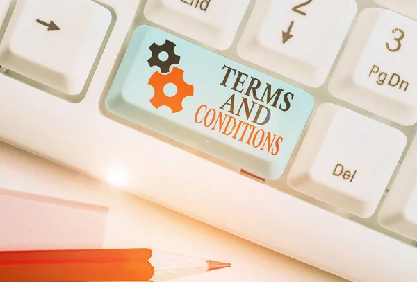 Handwriting text writing Terms And Conditions. Concept meaning rules that apply to fulfilling a particular contract. — Stockfoto