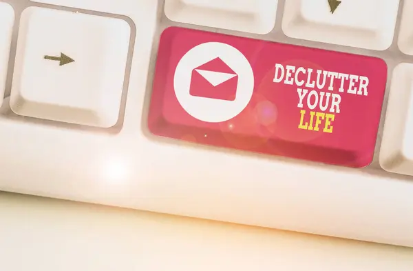 Writing note showing Declutter Your Life. Business photo showcasing To eliminate extraneous things or information in life. — Stock Photo, Image