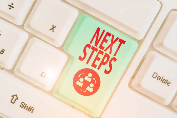 Conceptueel handschrift met Next Steps. Zakelijke foto tekst iets wat je doet nadat je klaar bent met het doen van de eerste. — Stockfoto