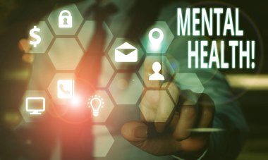 Kelime yazma Ruh Sağlığı. Gösteriler için iş konsepti psikolojik durumları ile ilgilidir..