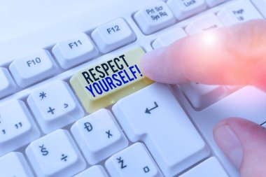 El yazısı metin yazma Respect Yourself. Kavram anlamı size iyi ve değerli iyi tedavi olmak inanan.