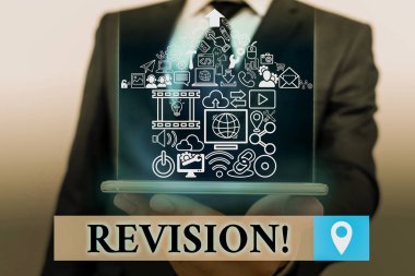 El yazısı metin Revizyon. Denetim veya muhasebe gibi biri üzerinde revize eylemi kavramı.