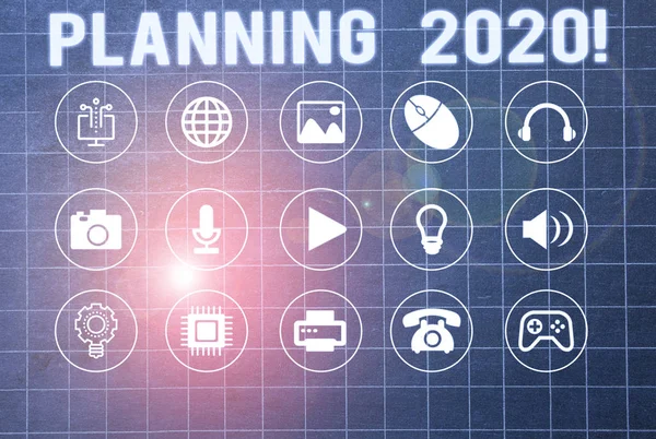 Escribir nota mostrando Planificación 2020. Foto de negocios mostrando el proceso de hacer planes para algo el próximo año . —  Fotos de Stock