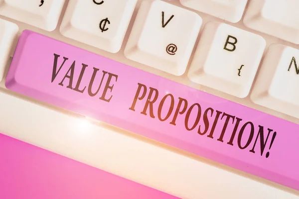 Kézírás szöveg érték Proposition. A koncepció értelmében az innovációs szolgáltatás vonzóvá teszi a terméket. — Stock Fotó