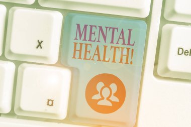 Ruh Sağlığını gösteren bir not yazıyorum. İş fotoğraf onların psikolojik refahı ile ilgili durum gösteren vitrine.