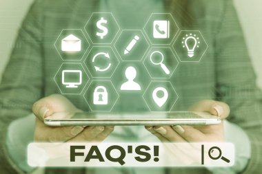 Belirli bir konu ile ilgili soru ve cevapların listesi için kelime yazma metni SSS. İş kavramı.