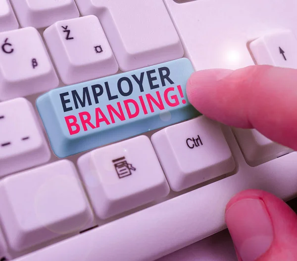 Handwriting text writing Employer Branding. Concept meaning promoting company employer choice to desired target group.