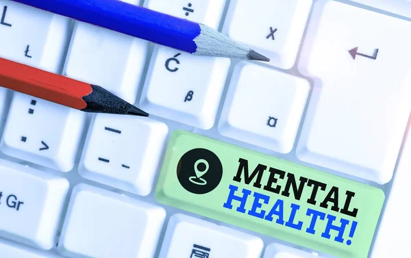 Escribir texto a mano Salud Mental. Concepto significado demostraciones condición con respecto a su bienestar psicológico . — Foto de Stock