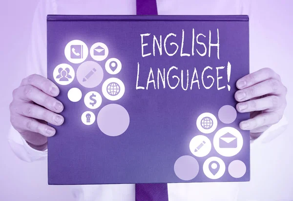 Conceptual hand writing showing English Language. Business photo showcasing third spoken native lang in world after Chinese and Spanish. — Stock Photo, Image