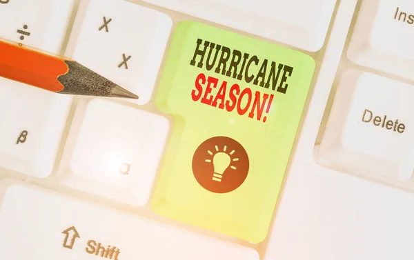 Text sign showing Hurricane Season. Conceptual photo time when most tropical cyclones are expected to develop.