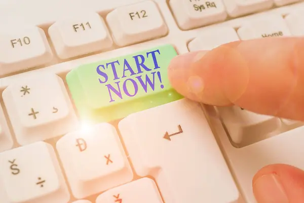 Text sign showing Start Now. Conceptual photo do not hesitate get working or doing stuff right away. — Stock Photo, Image