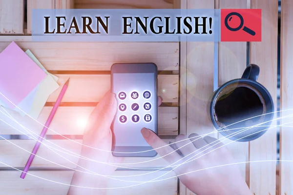 Word writing text Learn English. Business concept for gain acquire knowledge in new language by study.