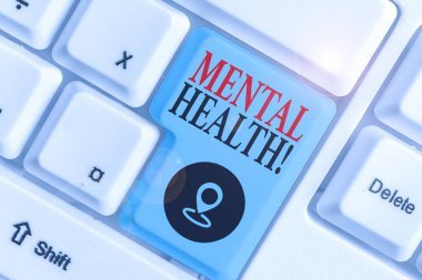 Ruh Sağlığını gösteren bir not yazıyorum. İş fotoğraf onların psikolojik refahı ile ilgili durum gösteren vitrine.