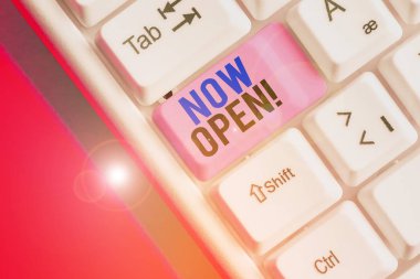 Şimdi Açık yazma el yazısı metin. Şu anda kapalı veya kapalı olmayan kapı veya pencereleri terk etme kavramı.