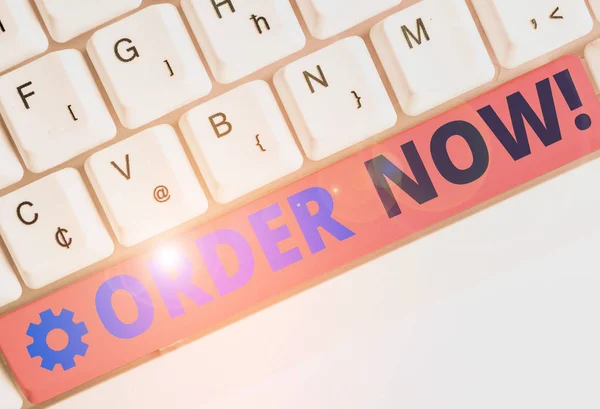 Textový znak zobrazující příkaz Order Now. Konceptuální fotografie potvrzená požadavkem jedné strany na koupi prodeje. — Stock fotografie