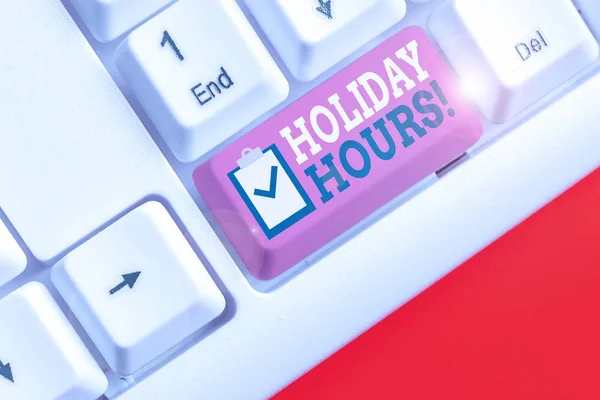 Handschrift tekst vakantie-uren. Concept betekent overuren werk voor werknemers in flexibele werkschema's. — Stockfoto