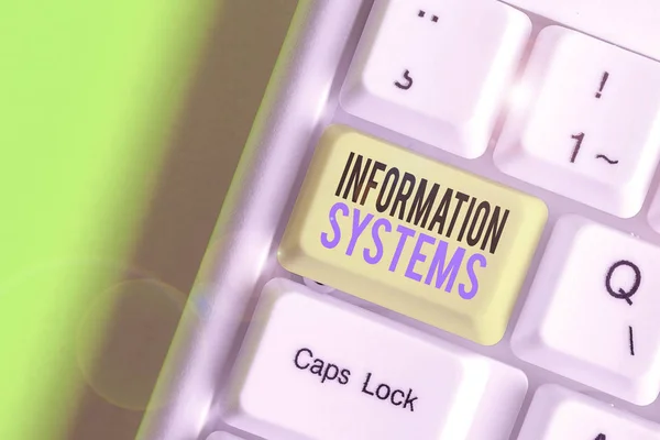 Writing note showing Information Systems. Business photo showcasing study of systems with a exact reference to information. — Stock Photo, Image