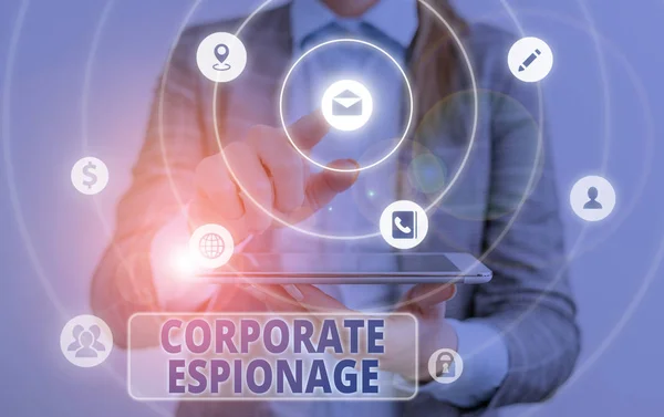 Conceptual hand writing showing Corporate Espionage. Business photo text form of espionage conducted for commercial purpose.