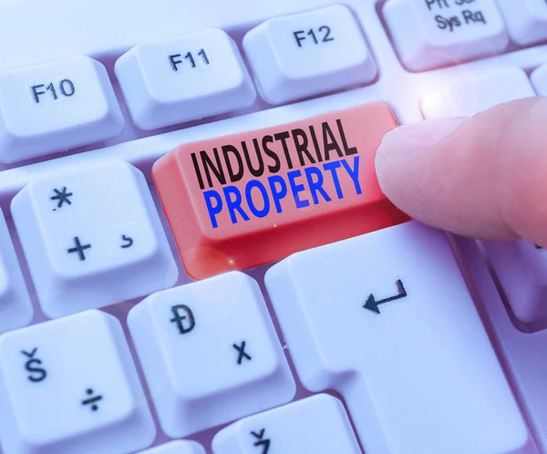 Handwriting text writing Industrial Property. Concept meaning the intangible ownership of a trademark or patent.